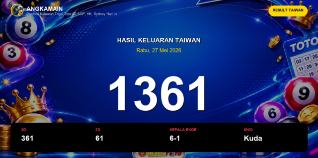Result Taiwan hari ini 27 Mei 2026 angka 1361