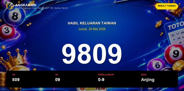 Result Taiwan hari ini 29 Mei 2026 angka 9809