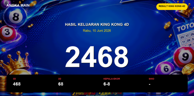 Result King Kong 4D hari ini 10 Juni 2026 angka 2468