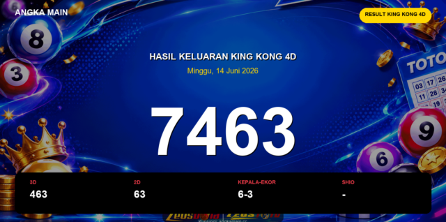 Result King Kong 4D hari ini 14 Juni 2026 angka 7463