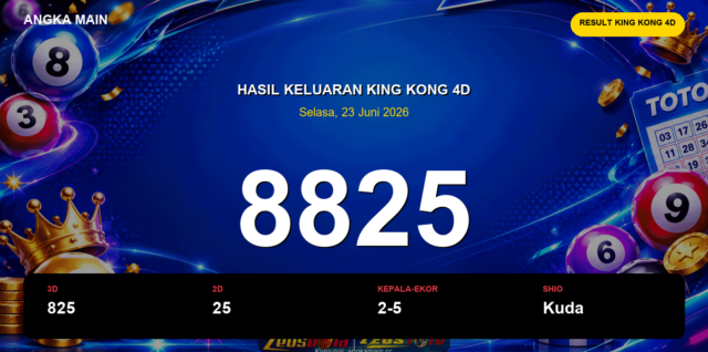 Result King Kong 4D hari ini 23 Juni 2026 angka 8825