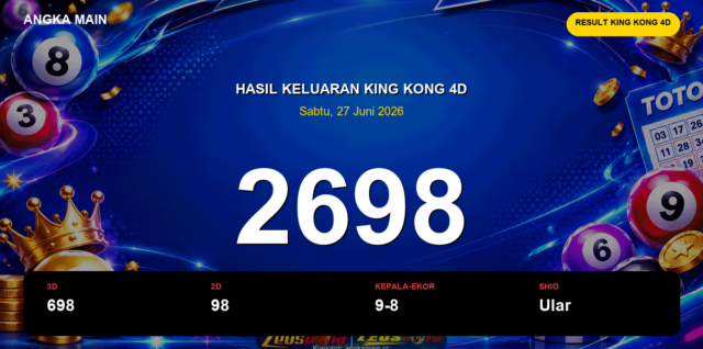 Result King Kong 4D hari ini 27 Juni 2026 angka 2698