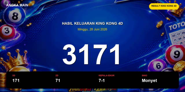 Result King Kong 4D hari ini 28 Juni 2026 angka 3171