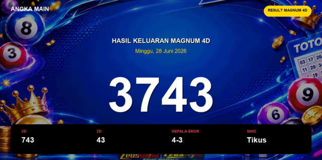 Result Magnum 4D hari ini 28 Juni 2026 angka 3743