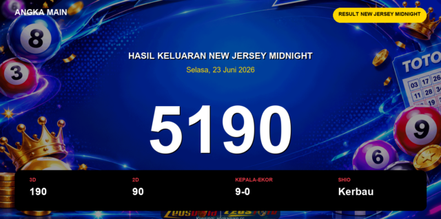 Result New Jersey Midnight hari ini 23 Juni 2026 angka 5190