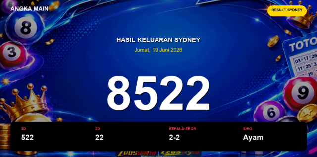 Result Sydney hari ini 19 Juni 2026 angka 8522