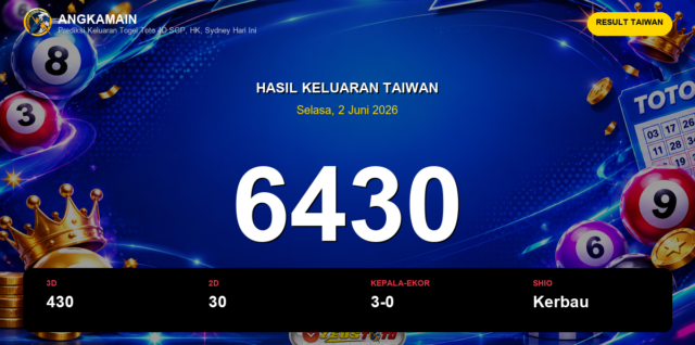 Result Taiwan hari ini 2 Juni 2026 angka 6430