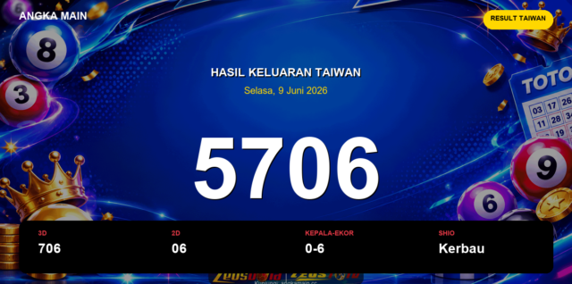 Result Taiwan hari ini 9 Juni 2026 angka 5706