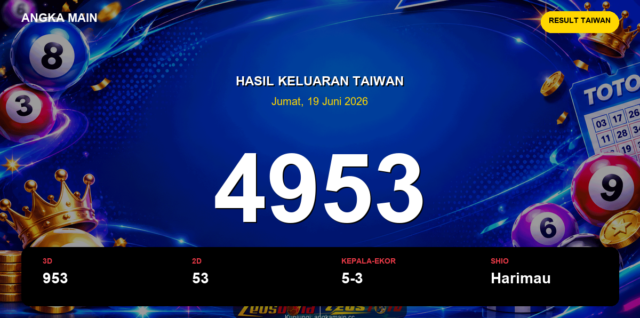 Result Taiwan hari ini 19 Juni 2026 angka 4953