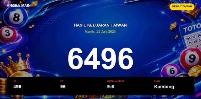 Result Taiwan hari ini 25 Juni 2026 angka 6496