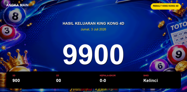 Result King Kong 4D hari ini 3 Juli 2026 angka 9900