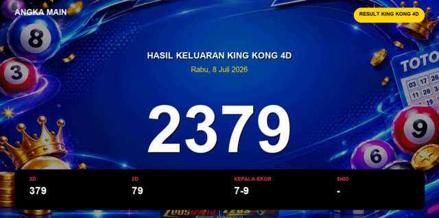 Result King Kong 4D hari ini 8 Juli 2026 angka 2379