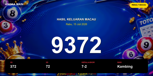 Result Macau hari ini 15 Juli 2026 angka 9372