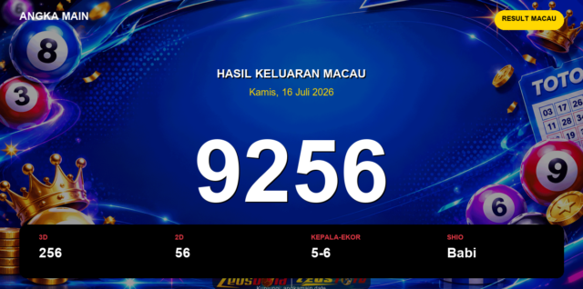 Result Macau hari ini 16 Juli 2026 angka 9256