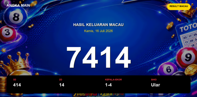 Result Macau hari ini 16 Juli 2026 angka 7414