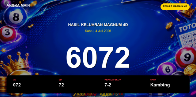 Result Magnum 4D hari ini 4 Juli 2026 angka 6072