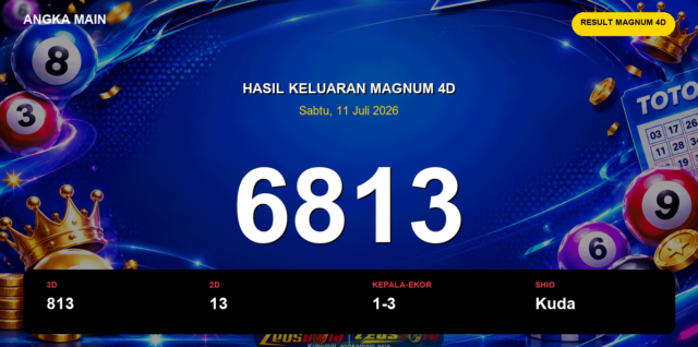 Result Magnum 4D hari ini 11 Juli 2026 angka 6813