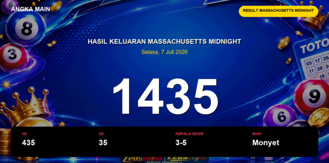 Result Massachusetts Midnight hari ini 7 Juli 2026 angka 1435