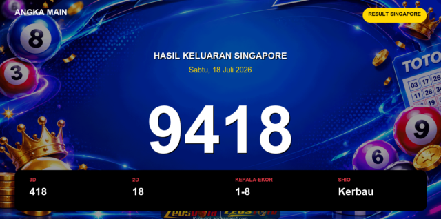 Result Singapore hari ini 18 Juli 2026 angka 9418