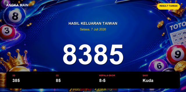 Result Taiwan hari ini 7 Juli 2026 angka 8385